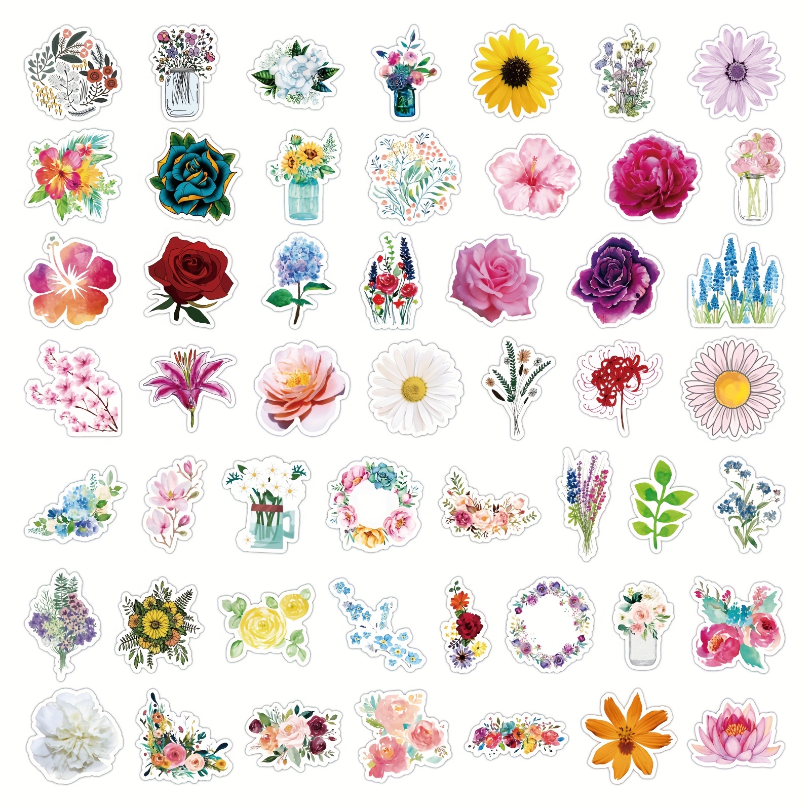 Flores  Floral stickers, Scrapbook stickers printable, Hydroflask stickers