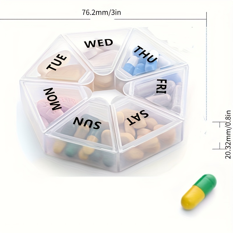 Portable Pill Box, Pill Organizer Case, 7 Daily Compartments, Am Pm Slot,  Weekly Dosis Container, Medicine Holder, Pills Medication Dispenser - Temu