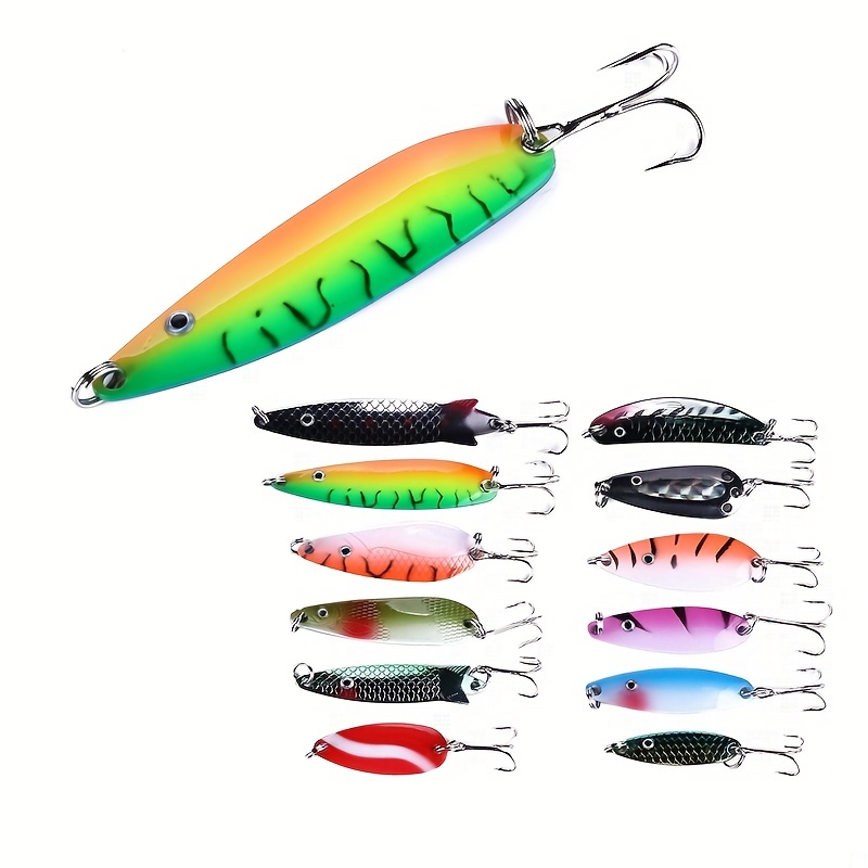Rooster Bait Tail Spinner Fishing Lures Kit,30pcs Metal Spoon Lures with  Feathered Treble Hooks for Bass Walleye Trout Freshwater Saltwater