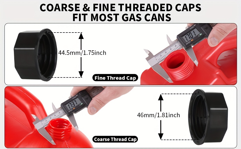 Gas Can Spout Replacement,Gas Can Nozzle,(2 Kit-White) with 4 Screw Collar  Caps(2 Coarse Thread &2 Fine Thread-Fits Most of The Cans) with Gas Can