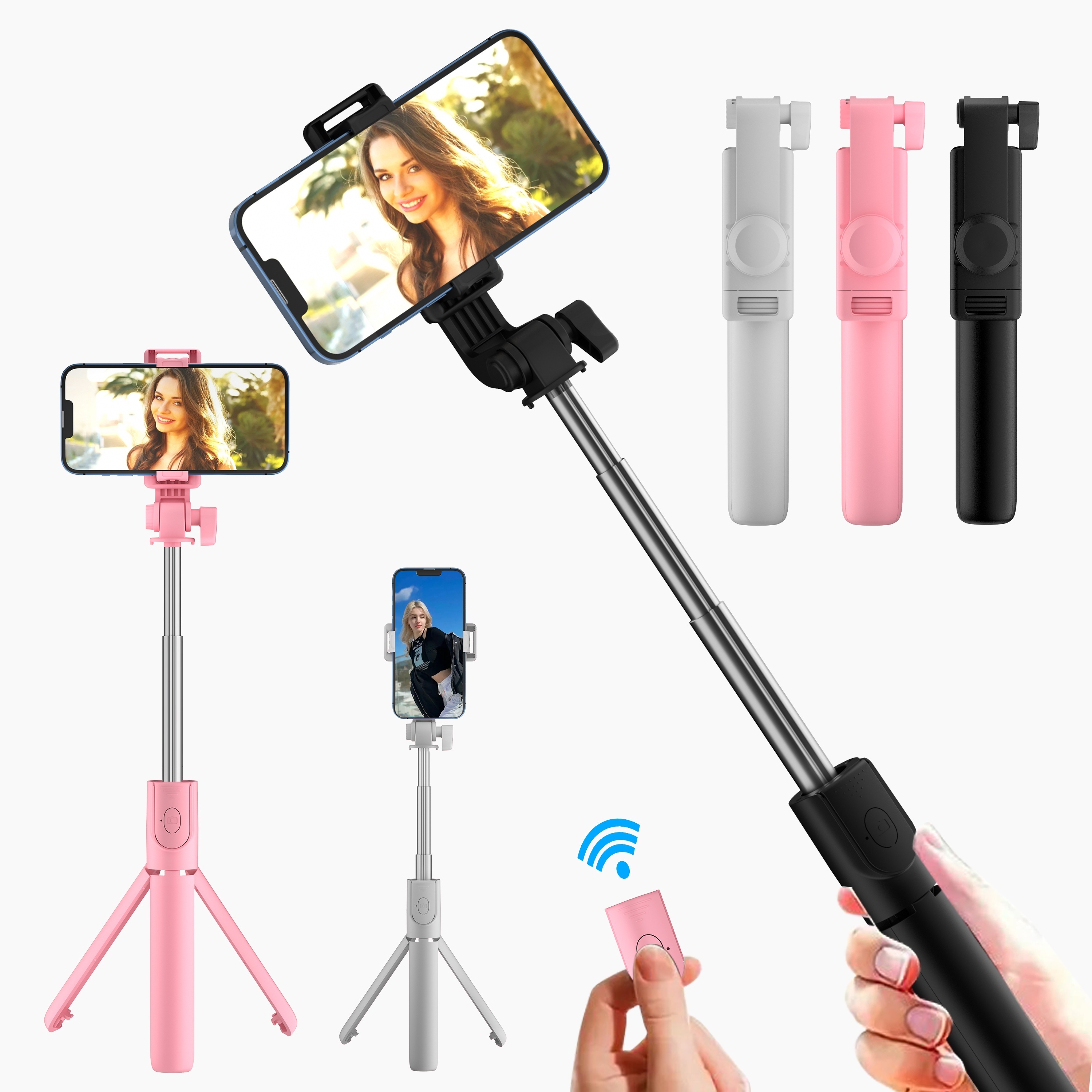 Perche Selfie Trépied avec Télécommande pour iPhone,Samsung Galaxy