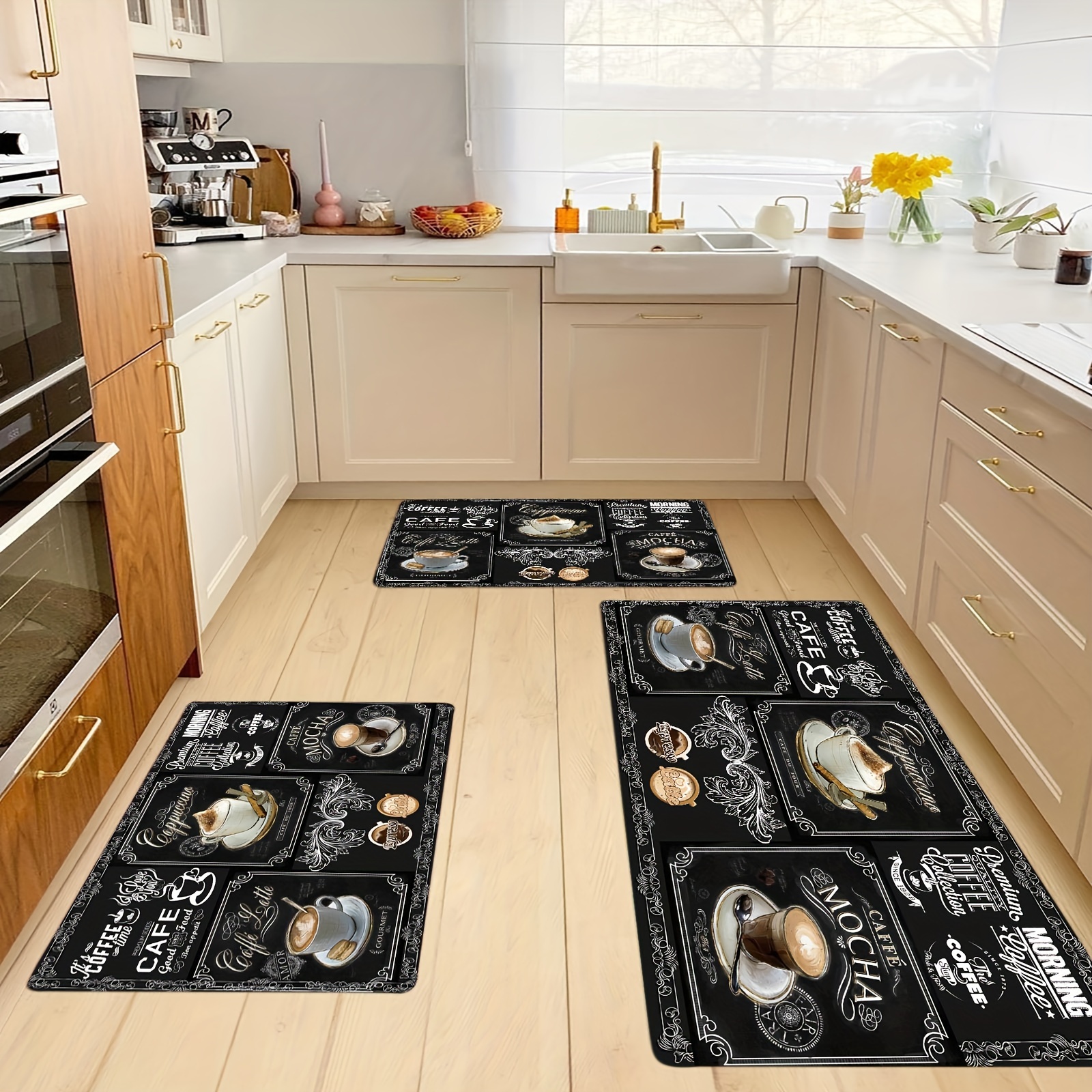 1pc Alfombra Impresa Café Cocina Alfombra Antideslizante - Temu