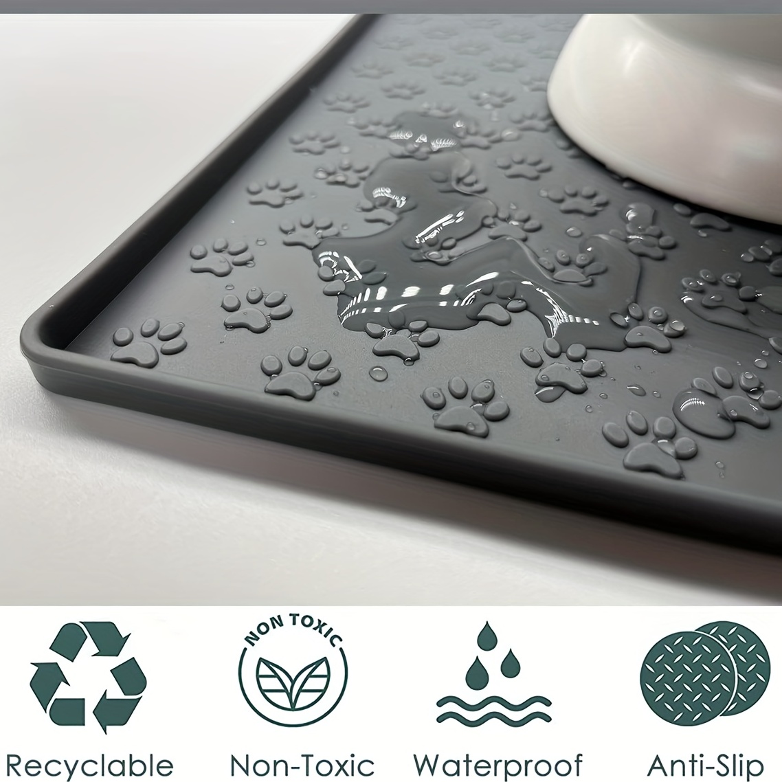 1pc Waterproof Silicone Pet Food Mat For Dog Water Bowl And Feeding, Rubber  Tray