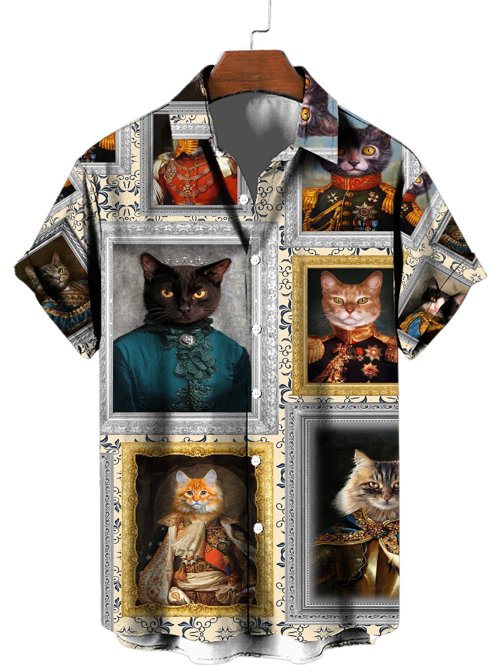 Mens cat button down shirt sale