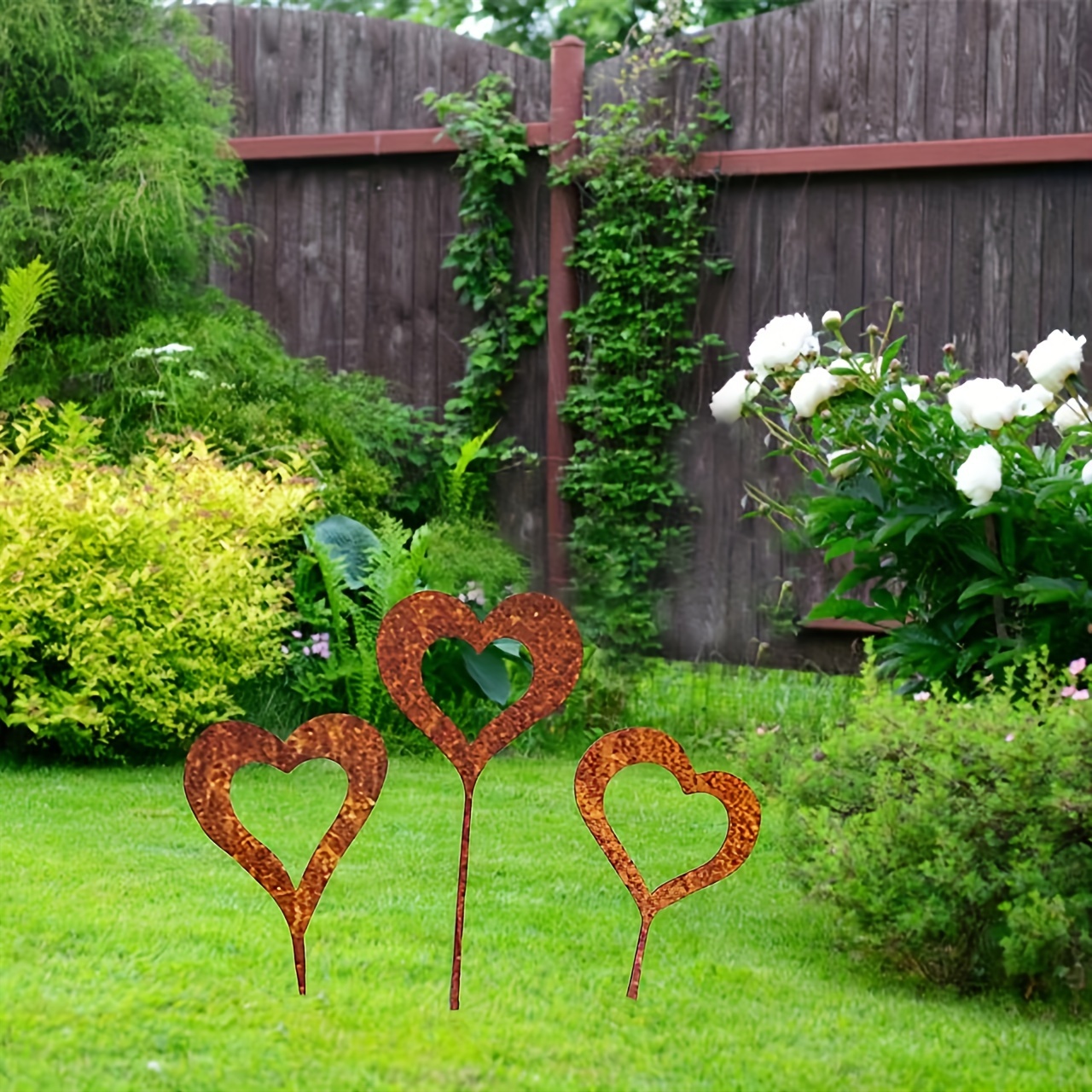 Piquet De Jardin D'amour Rouillé En Fer Forgé 3 Pièces - Temu France