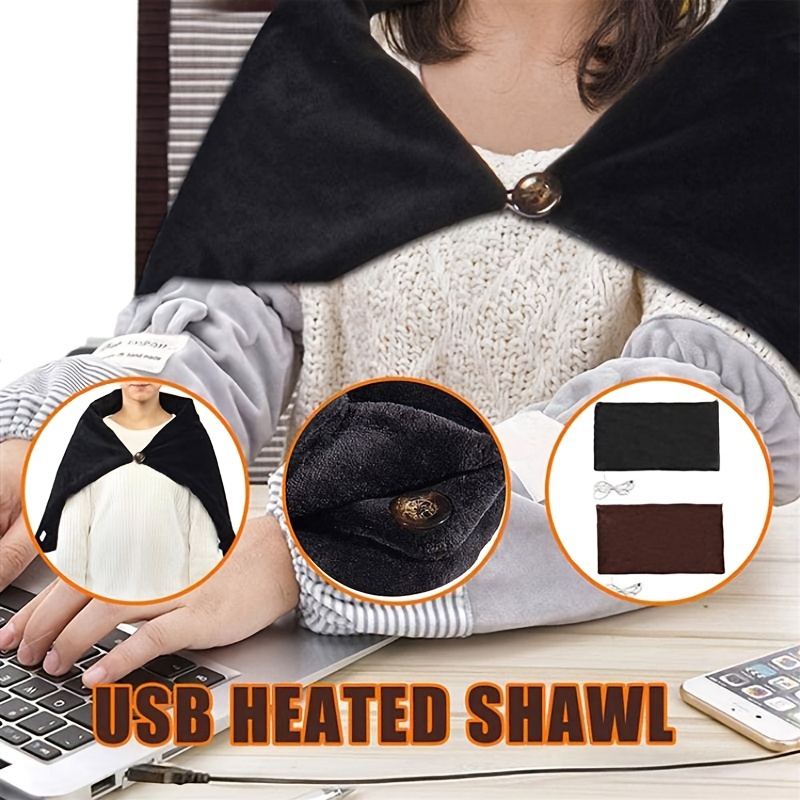 Châle de couverture chauffante sans fil, couvertures à carreaux chauffantes  USB portables avec réglage de la température à 3 niveaux Poncho chauffant  électrique lavable 150 * 85cm
