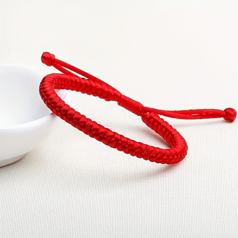 Lucky Rope Bracelet with Adjustable Red Thread Knot