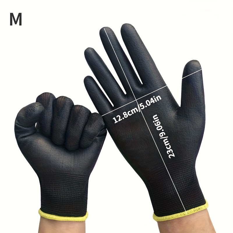 Black PU Palm Coated on Black Liner Precision Work Gloves cheapest