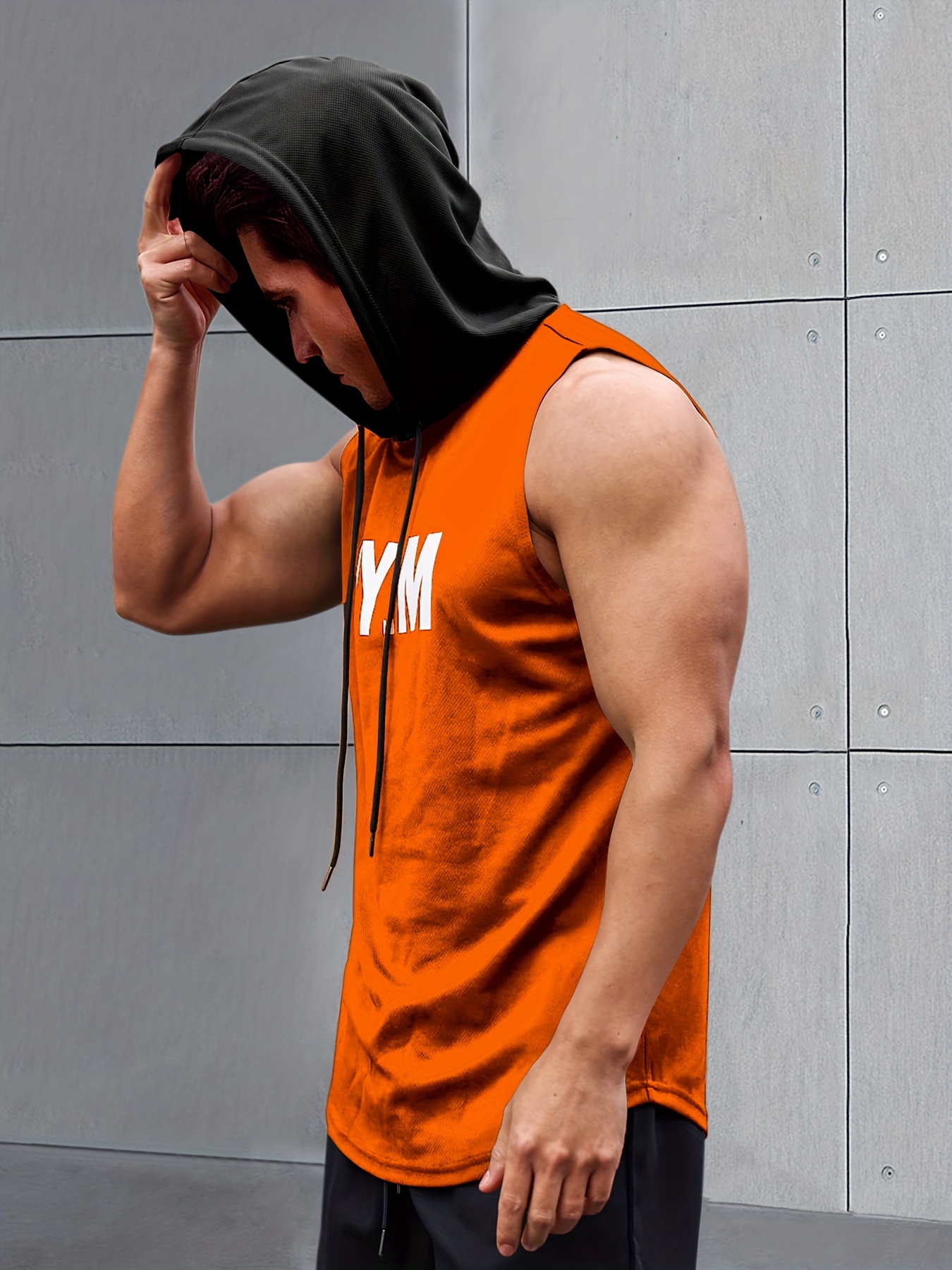 GYM Print, Diseño Gráfico De Camiseta Sin Mangas Con Capucha Para Hombres,  Chaleco Cómodo Casual Para Entrenamiento De Verano, Ropa De Hombre Para Fit