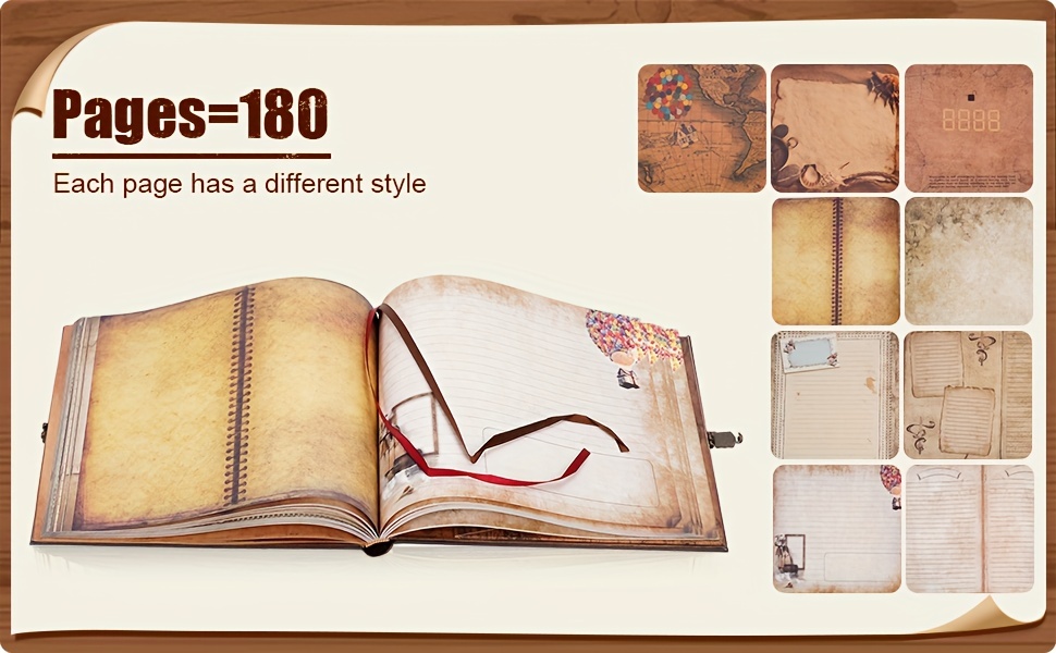 Adventure Book 180 Page Clipbook Album Vintage Embossed - Temu