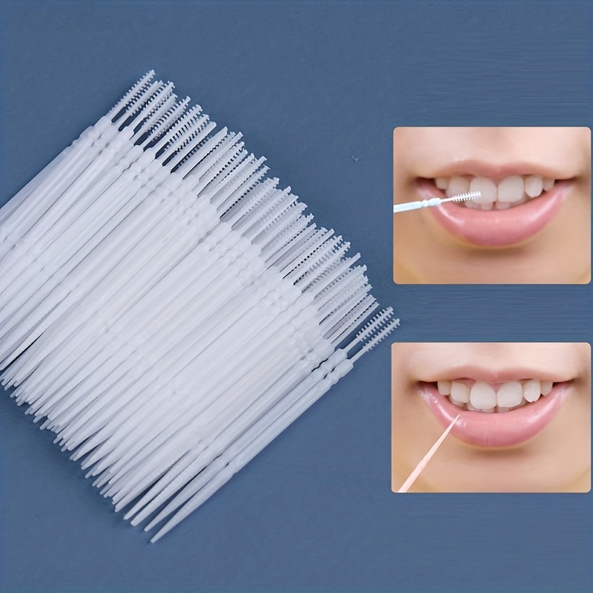  100 Pieces Braces Brush for Cleaner Interdental Brush Toothpick  Dental Flossing Head Oral Hygiene Flosser Tooth Cleaning Tool (Light Blue,  Yellow, Gray, Purple) : Health & Household