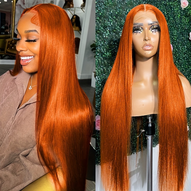 Straight Orange Ginger Lace Front Wig Human Hair Wigs Women Temu