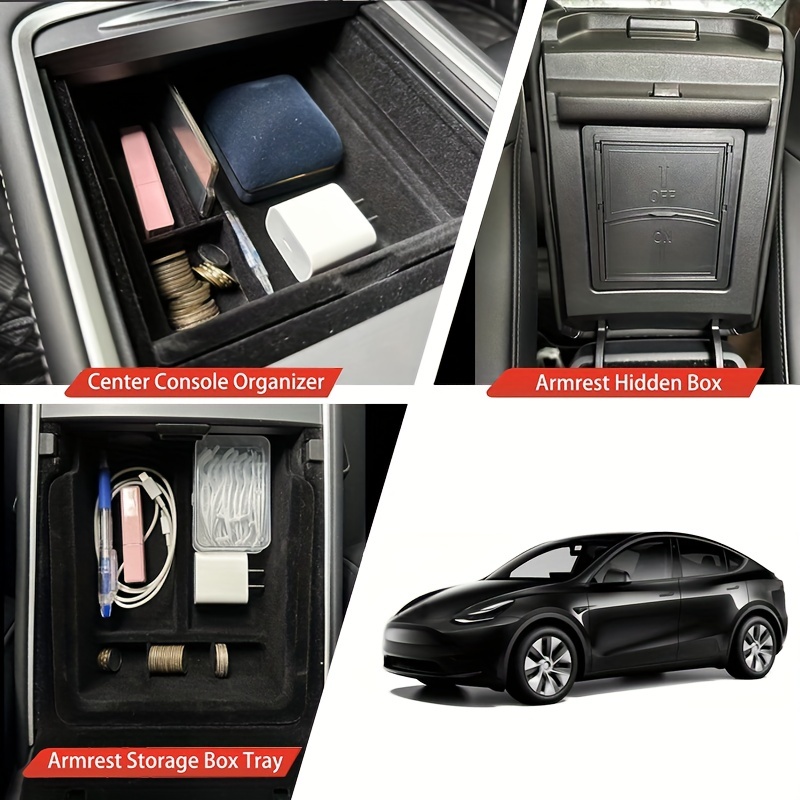 Center Console Storage Box Organizer for Tesla 2024 Model 3 Highland - 1 Pc  (Armrest Box) / Grey