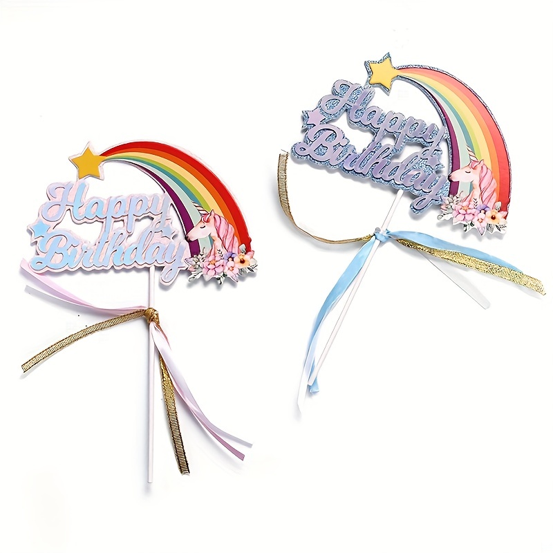 DUOUPA Decorazione per torta con unicorno, per compleanno, torta  arcobaleno, ghirlanda di palloncini a forma di nuvola, decorazione per  torta per