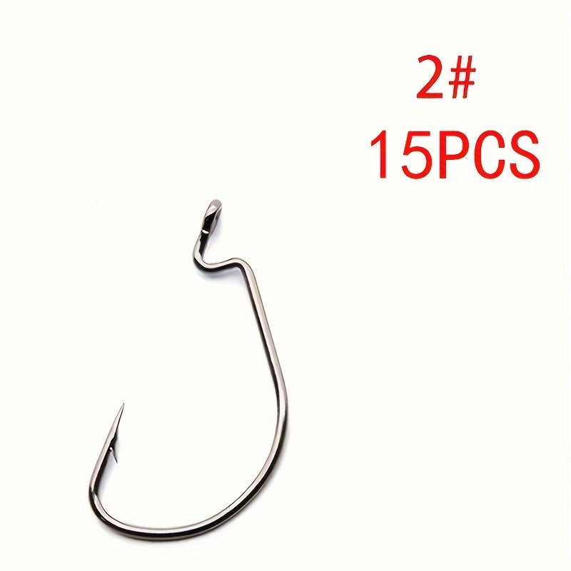 Size 5/0 6 Offset Worm Hook Wide Curved Shank Hook Black - Temu