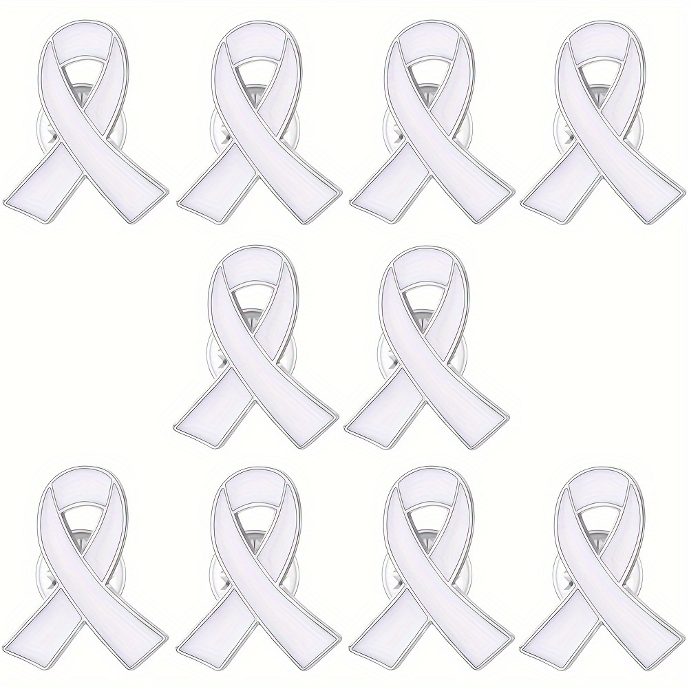 White Ribbon Awareness Jewelry Lapel Pin - Lung Cancer Ribbon Pin - Bone  Cancer Pin