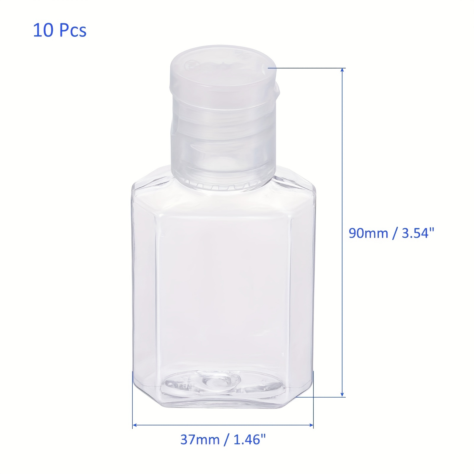 10PCS Empty Plastic-Cap Bottles 100ML Clear Small Travel Flip Liquids  Shampoo
