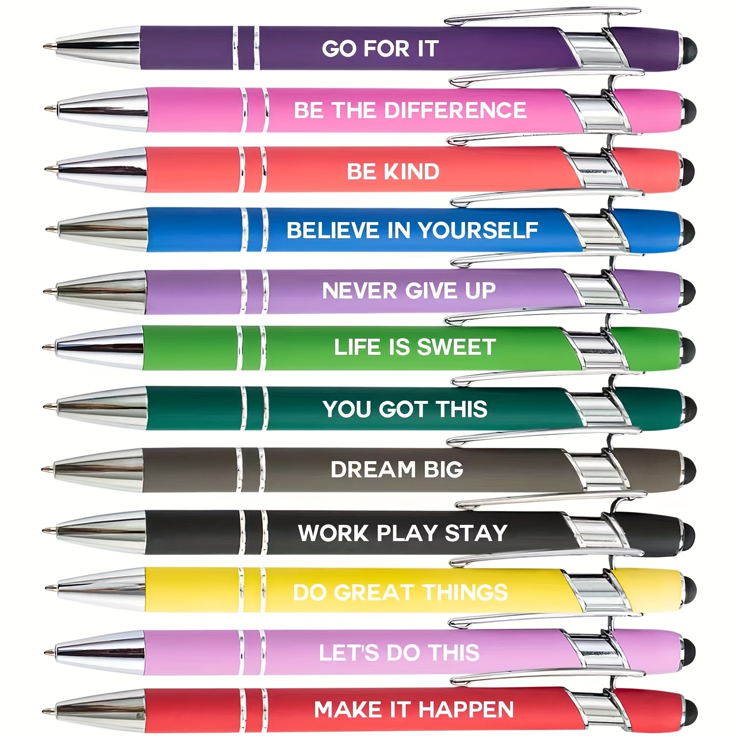 10 PC Inspirational Pens Motivational Pens with Sayings; Funny Cute Fun Cool Happy Good Vibes Quotes Phrases Writing Ballpoint Pen for Coworkers