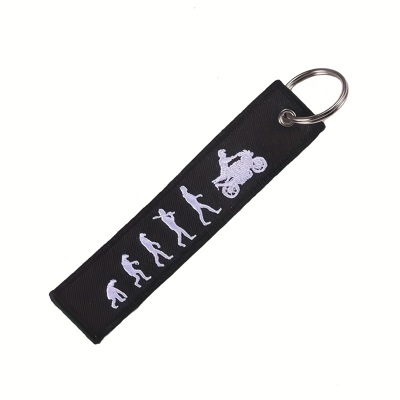 

1pc Fashion Evolution Keychains From Apes To Motorcycle Riding, Black Key Chain For Cars Key