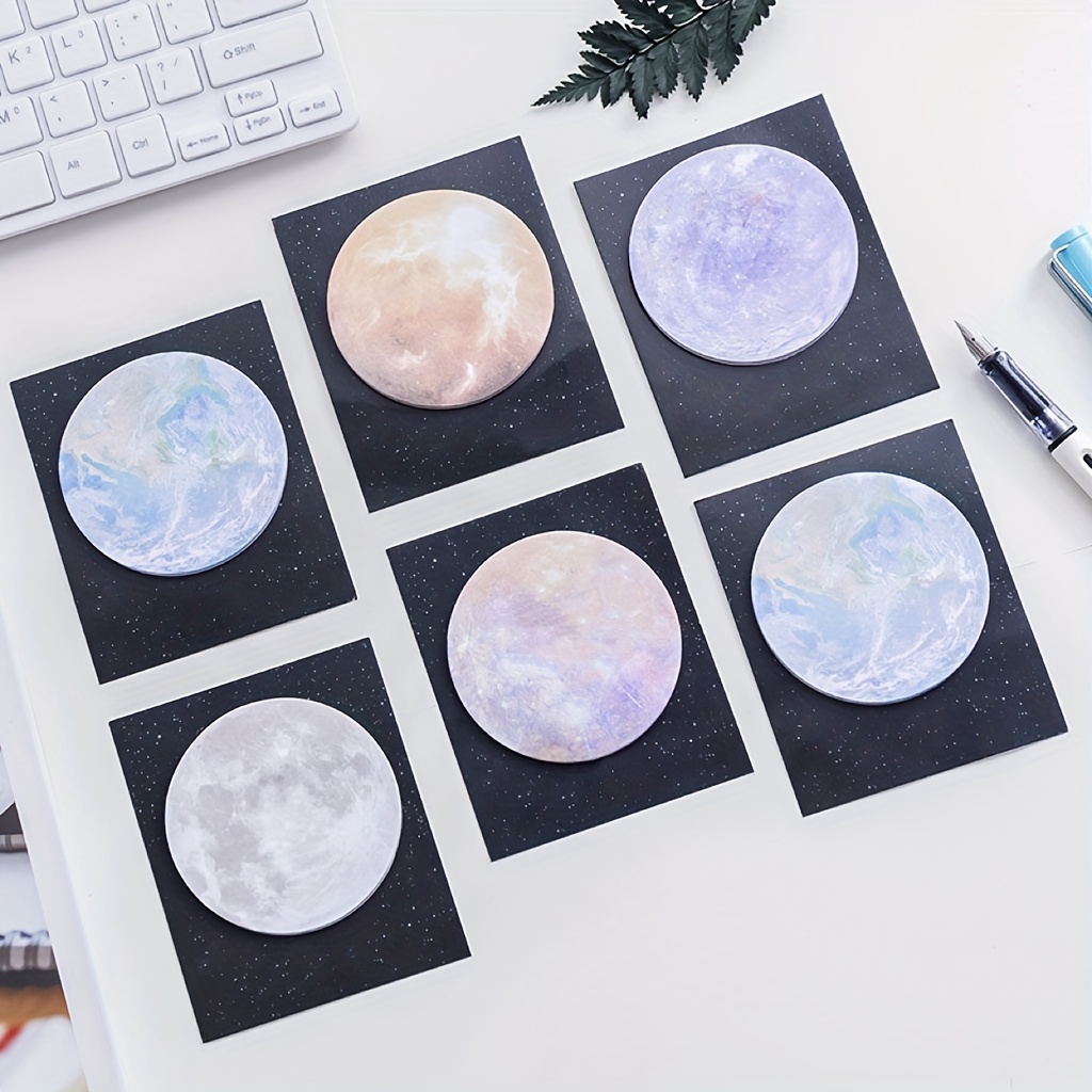 6pcs/set Aesthetic Planet Design Sticky Note, Tearable Oil Painting Memo  Pad For Taking Notes And Leaving Message, Great For Back To School  Stationery Supplies