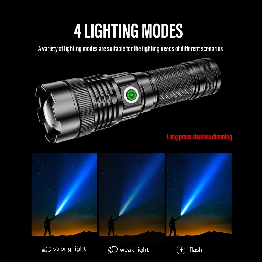 Torcia portatile luce forte Zoom ricaricabile ad alta potenza evidenzia  torcia tattica illuminazione esterna torcia a LED