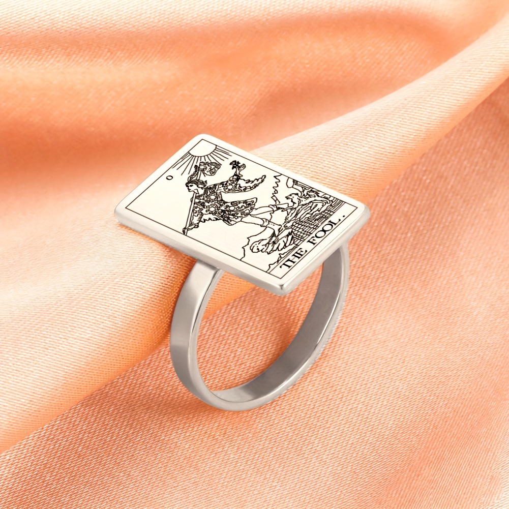 Stainless Steel Tarot Cards Ring Amulet for Men
