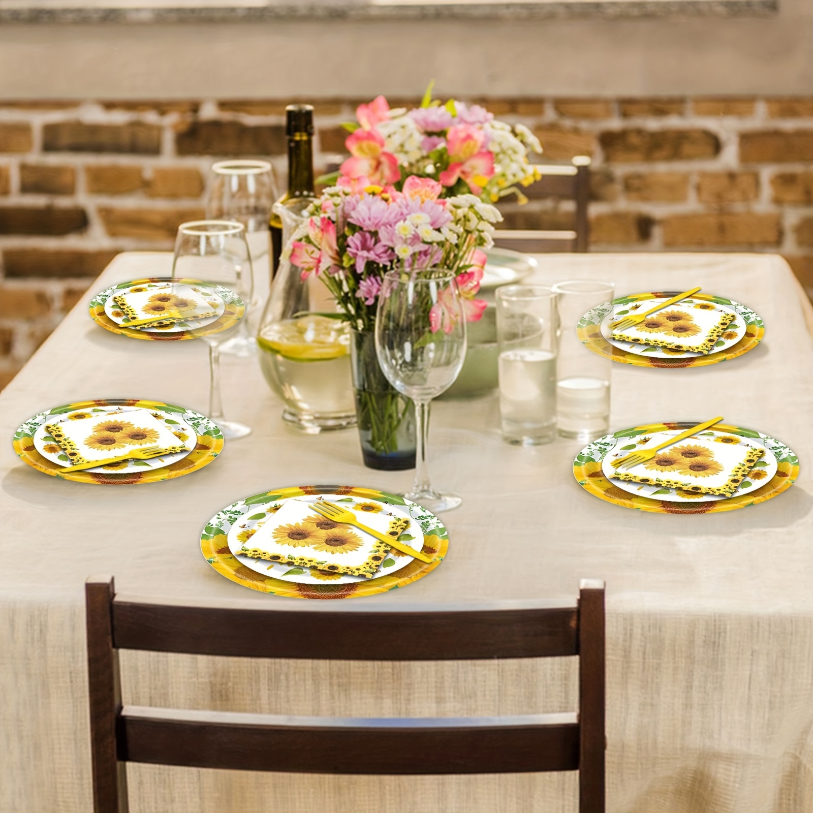 Sunflower plates deals and napkins