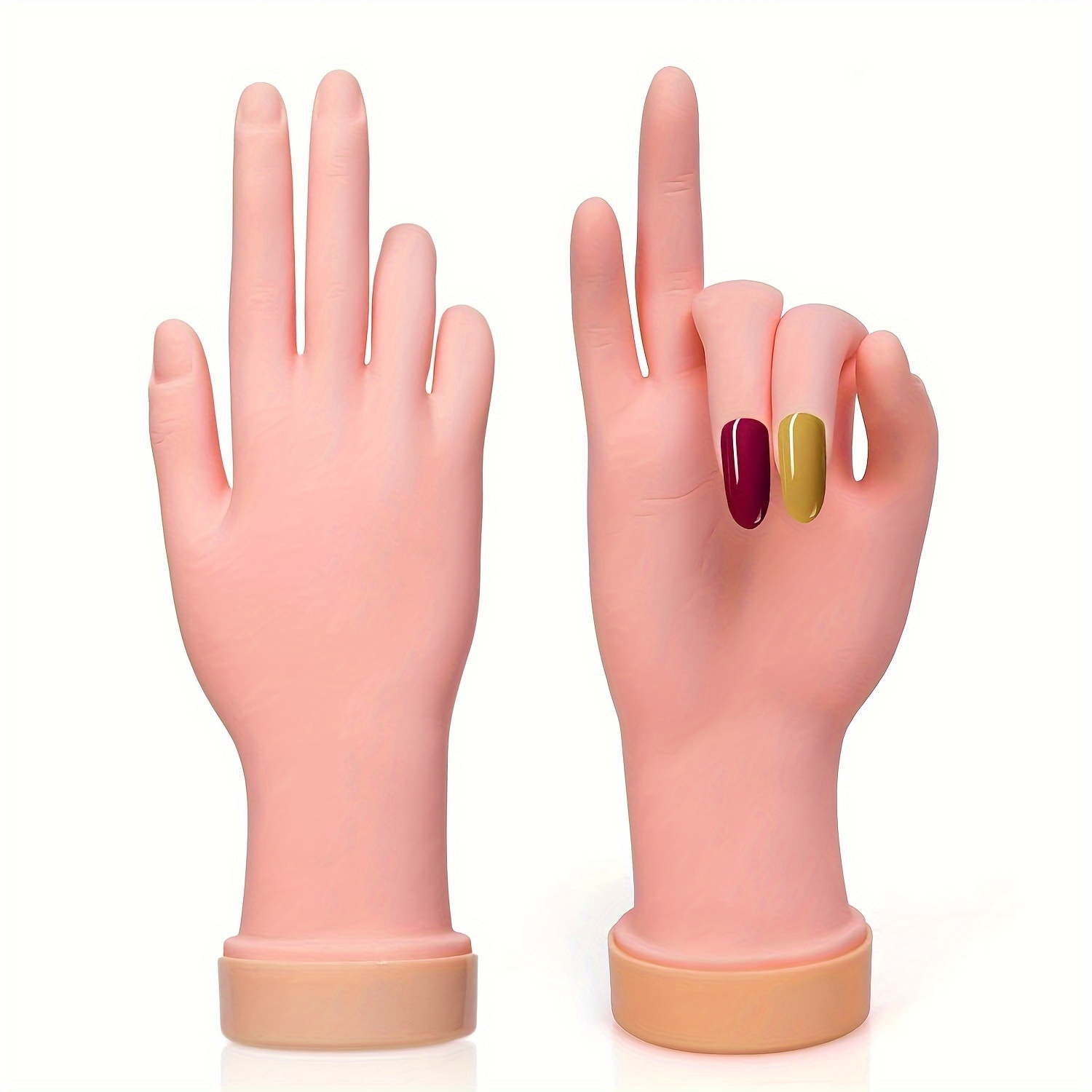 

2 Pack Practice Nail Tips Art Trainer Training Hand Tool, Flexible Bendable Movable Fake Mannequin Hands, Manicure Tool