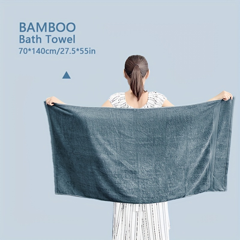 Solid Color Bamboo Towel Set, Soft High Absorbent Towel, 2