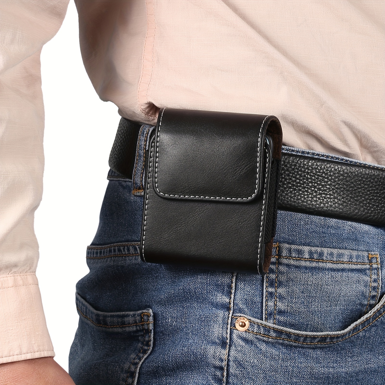 Cinturón de cuero para teléfono móvil, funda de cintura para