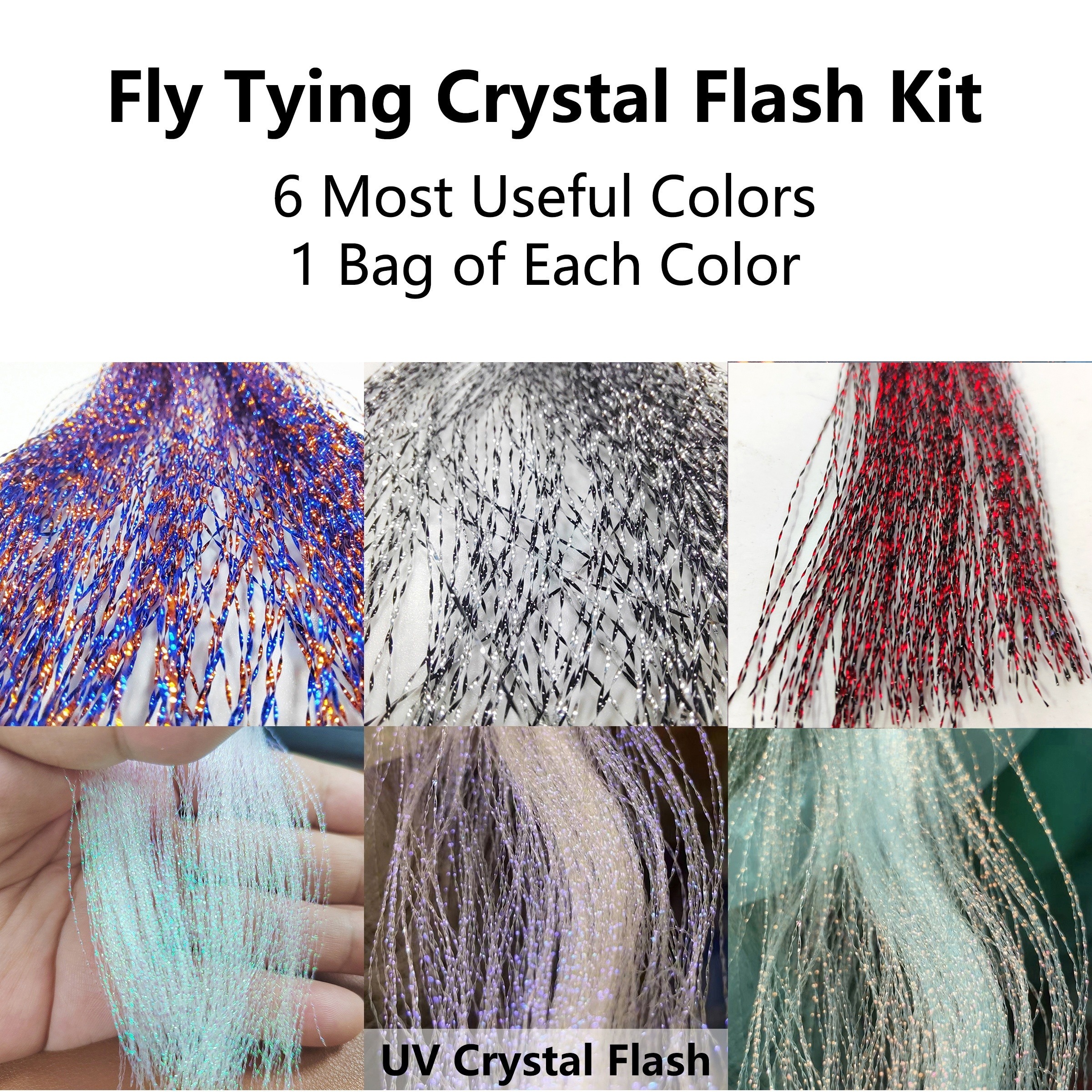 6 Bags Colorful Tying Materials Supplies Uv Crystal - Temu