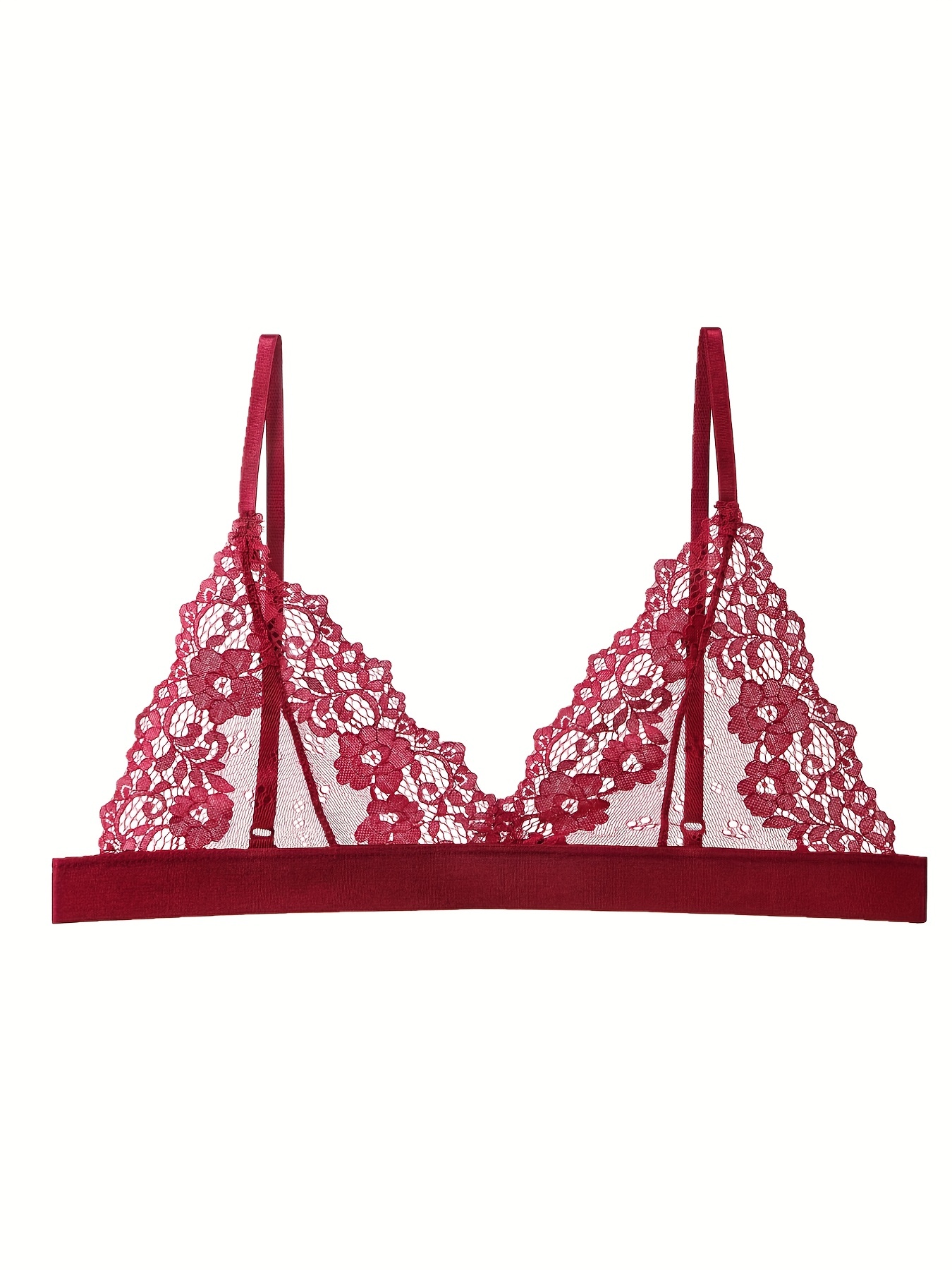 frugue Women's Lace See Through Underwire Full Coverage Unlined Bra :  : Clothing, Shoes & Accessories