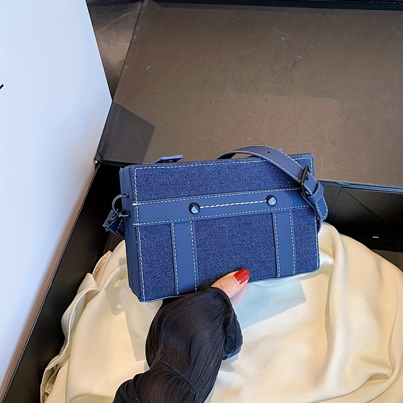 Mini Denim Box Square Bag, Fashion Crossbody Bag, Trendy Y2k Shoulder Purse  For Women - Temu