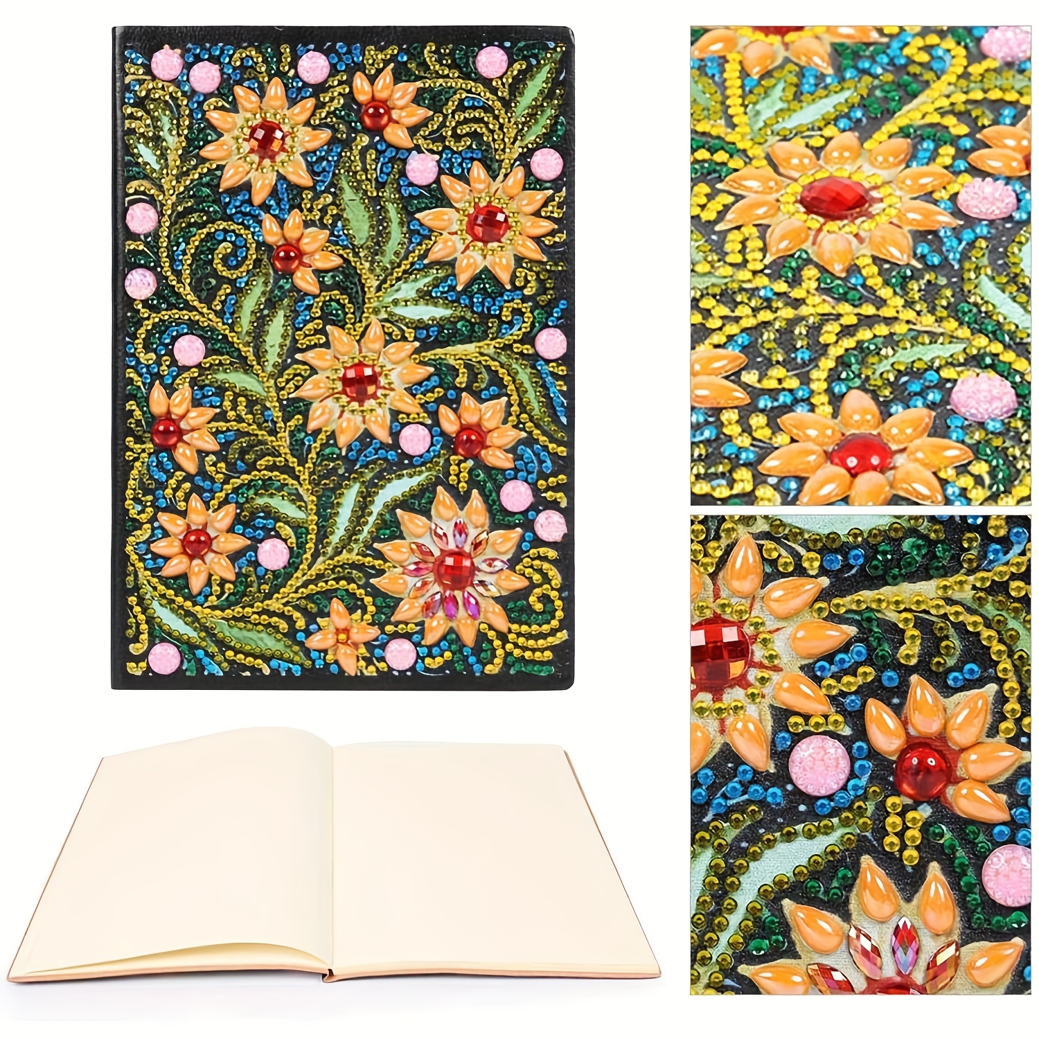 DIY Diamond Painting Notebook Kits, including PU Leather Book, Resin  Rhinestones, Diamond Sticky Pen, Tray Plate and Glue Clay, Lotus Pattern,  210x150mm, 50 pages/book