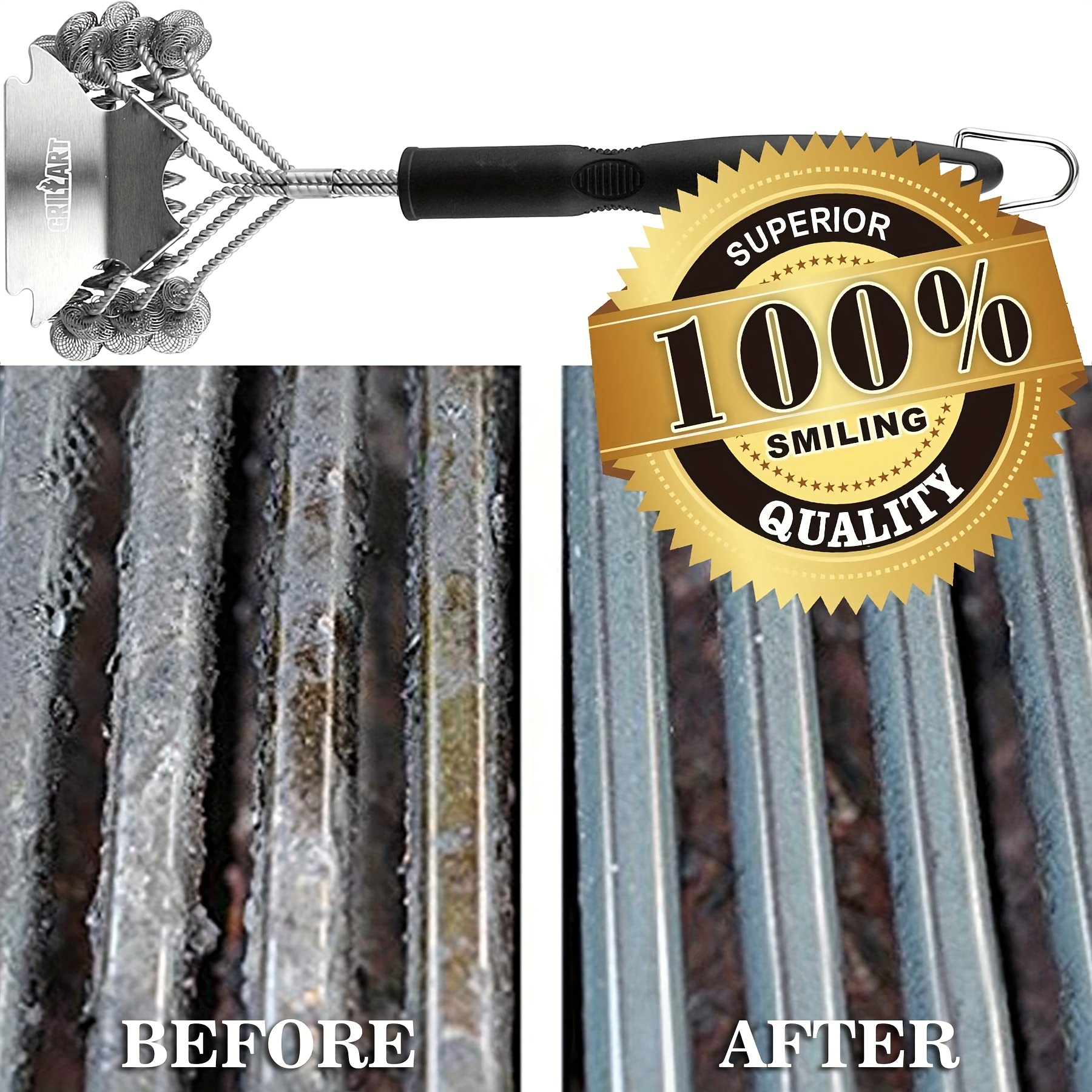 Stainless Steel Grill Brush And Scraper - Safe And Effective Bbq Cleaning  Tool For Porcelain, Weber, Gas, And Charcoal Grills - Perfect Gift For Grill  Wizards - Temu