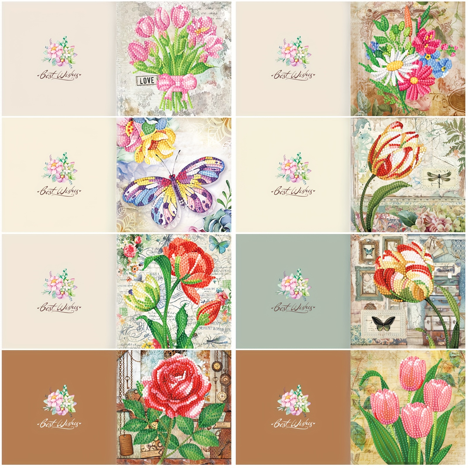  SHUWND 12 Pcs DIY Birthday Cards, 5D Diamond Art Painting  Greeting Cards, Thank You Happy Birthday Cards, Mosaic Making Greeting  Cards for Family and Friends : 藝術、手工藝與縫紉