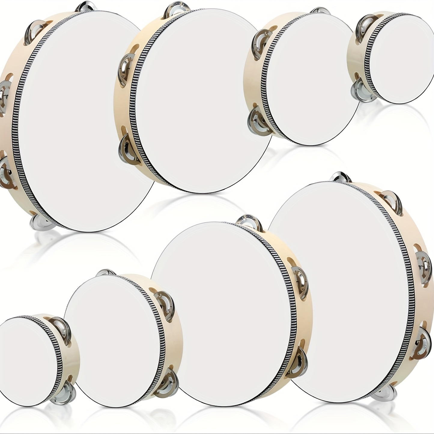 

1pc Tambourines For Adults, Wooden Hand Held Drum Bell Tambourine With Birch Metal Jingles Single Row Percussion Musical Instruments Hand Tambourine For Church, Ktv, Party, Game Eid Al-adha Mubarak