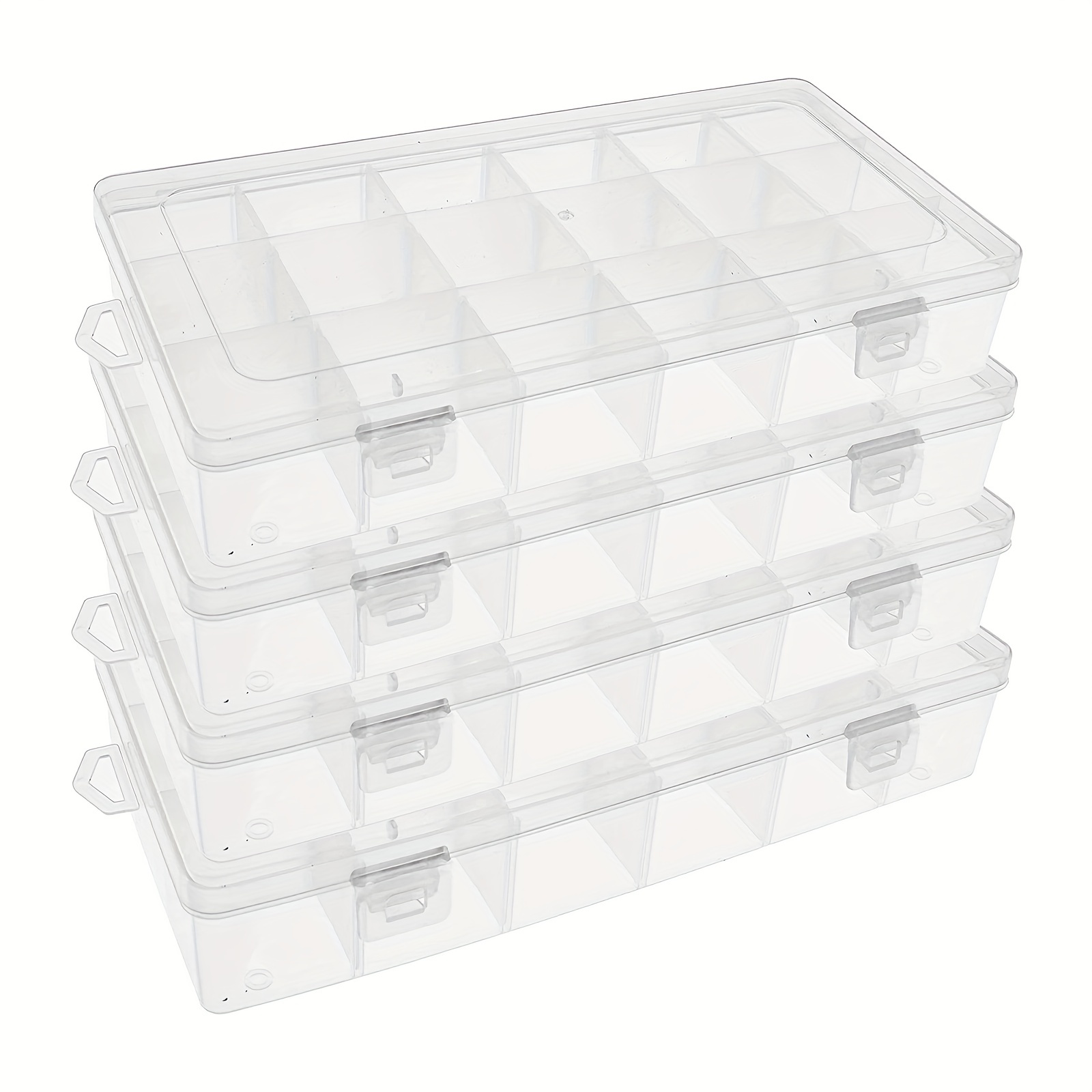 1pc Fixed 24+2 Grids Clear Pp Material Jewelry & Bead & Clay Organizer  Storage Box For Diy Craft Accessories
