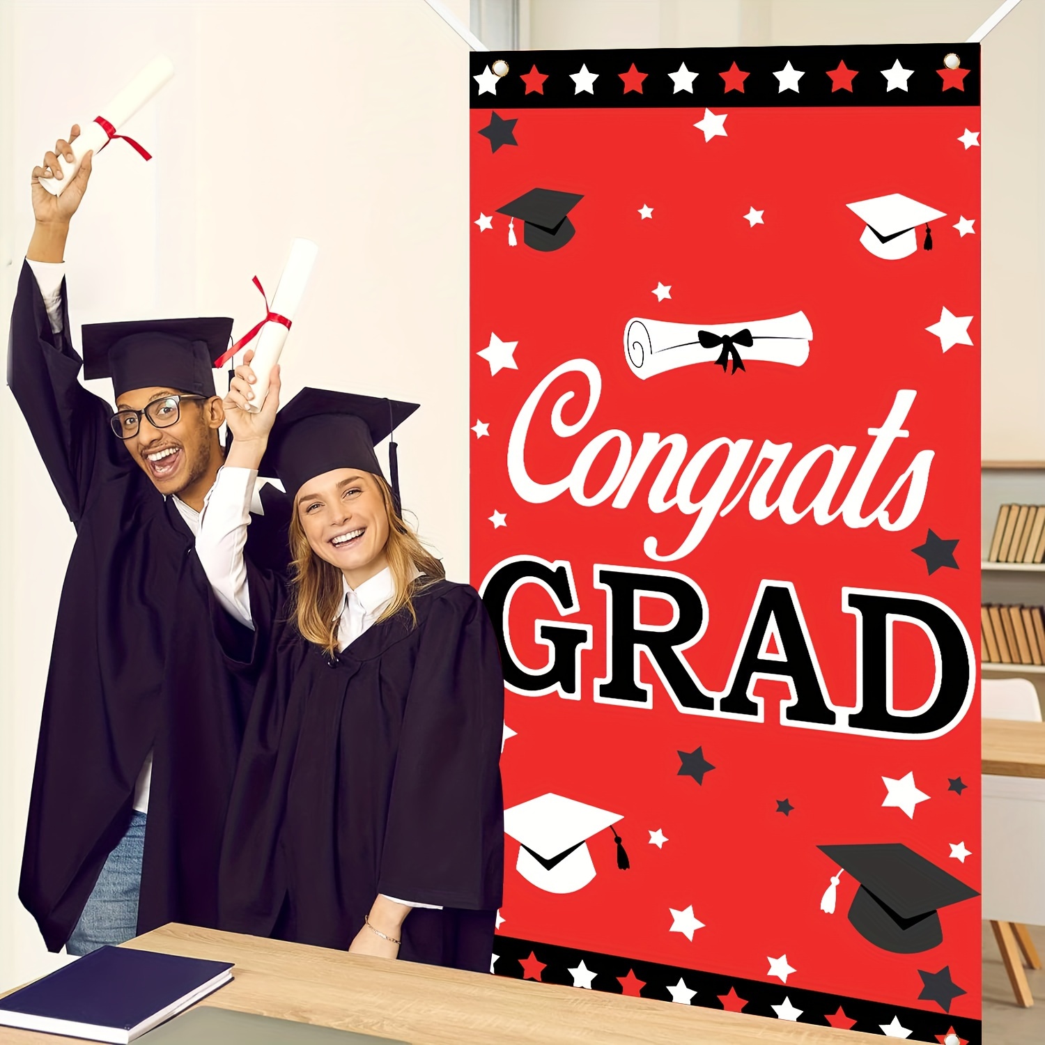 1pc,2024 Graduation Decorations,Class Of 2024 Graduation Banner Porch  Sign,For Grad Party Supplies,Graduation Party Decorations