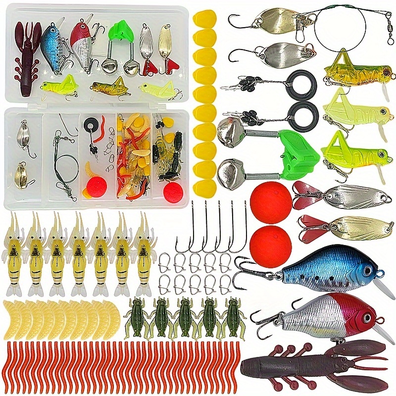 75/86pcs Fishing Lures Kit With Tackle Box, Bass, Trout, Salmon Fishing  Accessories - Spoon Lures, Soft Worms, Crankbait Jigs, Fishing Hooks