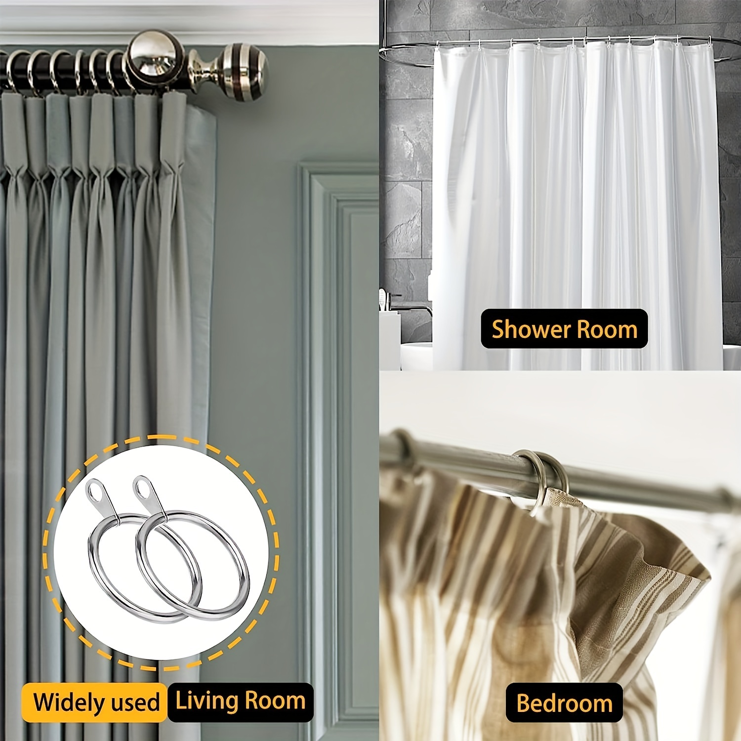 Durable Metal Curtain Rings Plastic Hooks Bed Shower - Temu