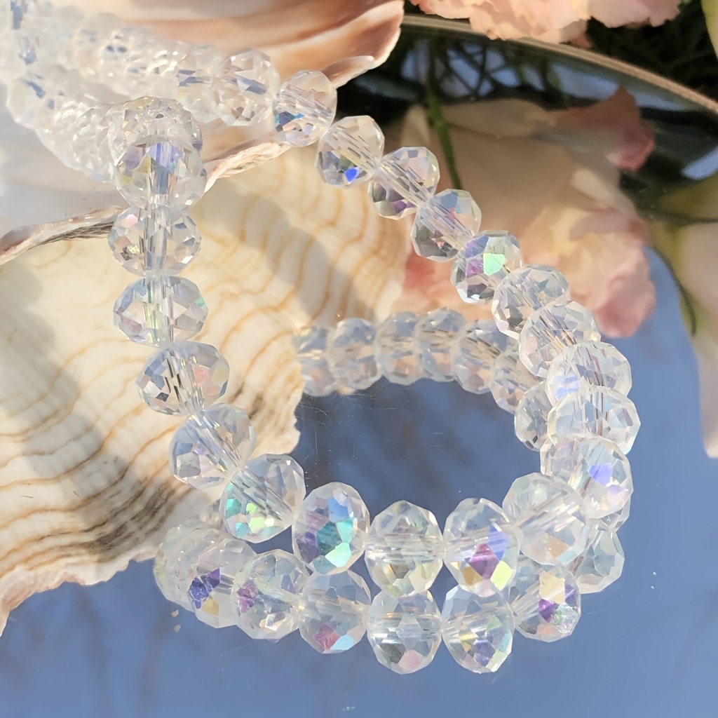 White Ab Clear Rondelle Austria Crystal Beads Faceted Glass - Temu
