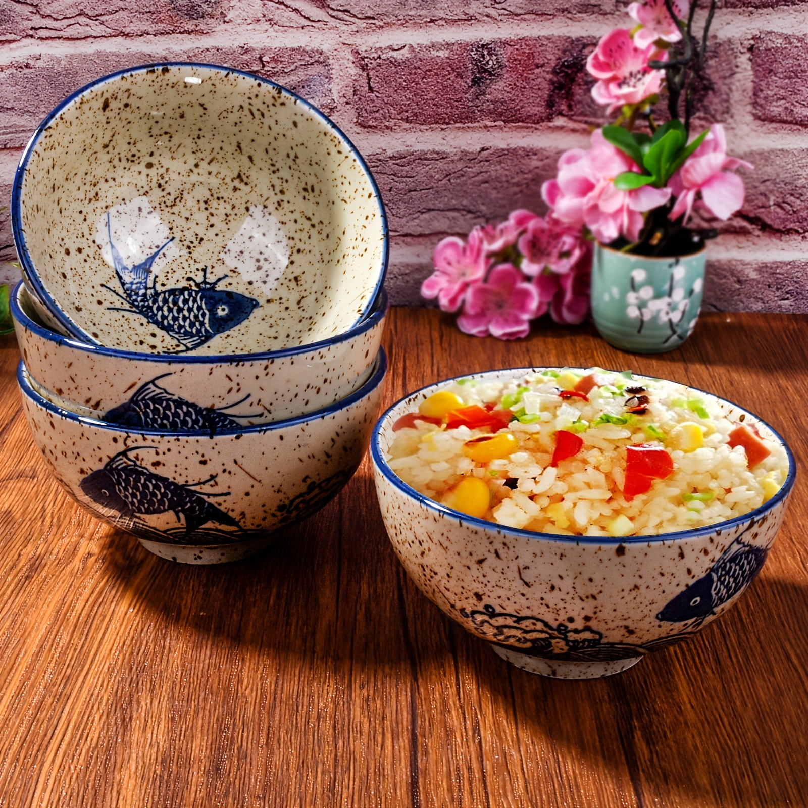 Cuenco de arroz de cerámica de estilo japonés, cuenco de Ramen