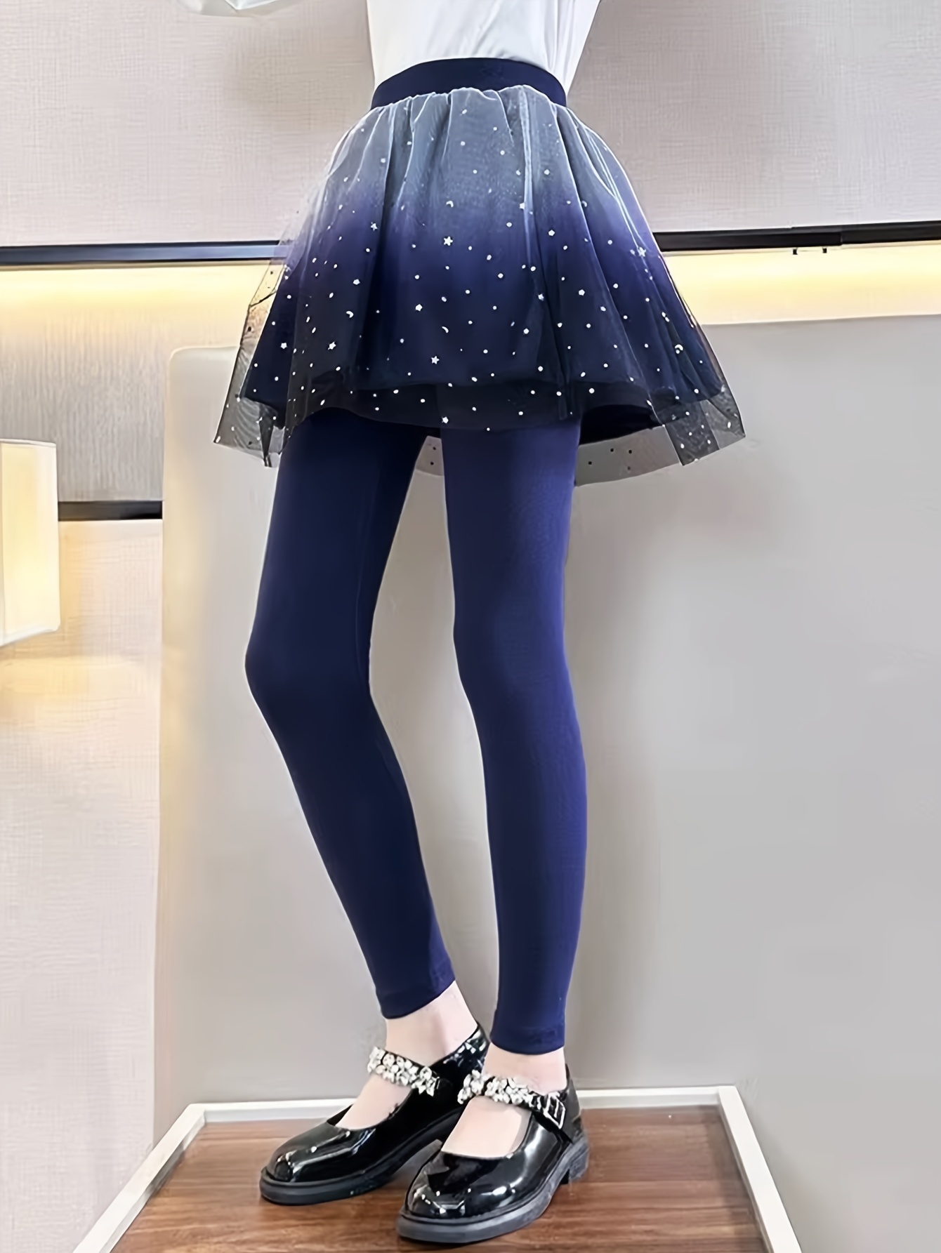 Girls Cute Tulle Skirt Leggings Mesh Star Print Winter - Temu Canada