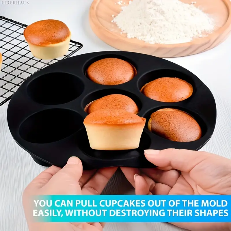 Silicone Air Fryer Muffin Pan, 7 Cavity Cupcake Pans, Air Fryer Silicone  Nonstick Mini Cake Mold For Air Fryers, Air Fryer Accessories, Kitchen  Baking Tools - Temu