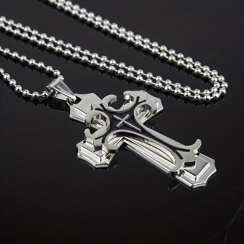 Three Layer Metal Cross Necklace