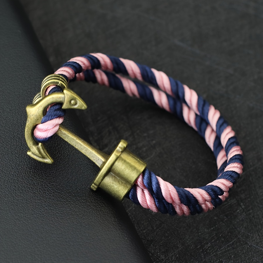 

1pc Viking Men's Anchor Bracelet, Double Layer Punk Jewelry Accessories