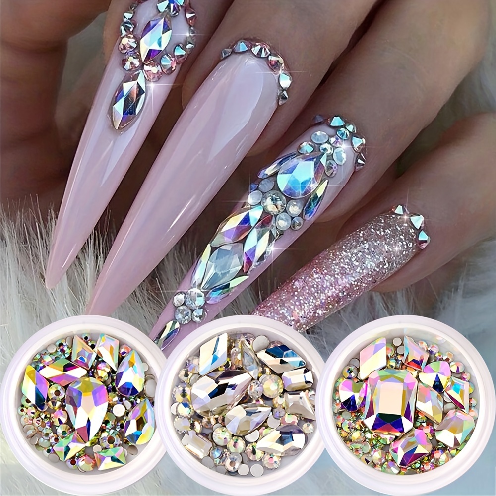 Multi-shaped Glass Gemstones For Nails And 8 Sizes Round Crystal  Rhinestones Kit,iridescent Ab Nail Art Charm Bead Manicure Decoration With  Pickup Pencil And Tweezer - Temu Germany