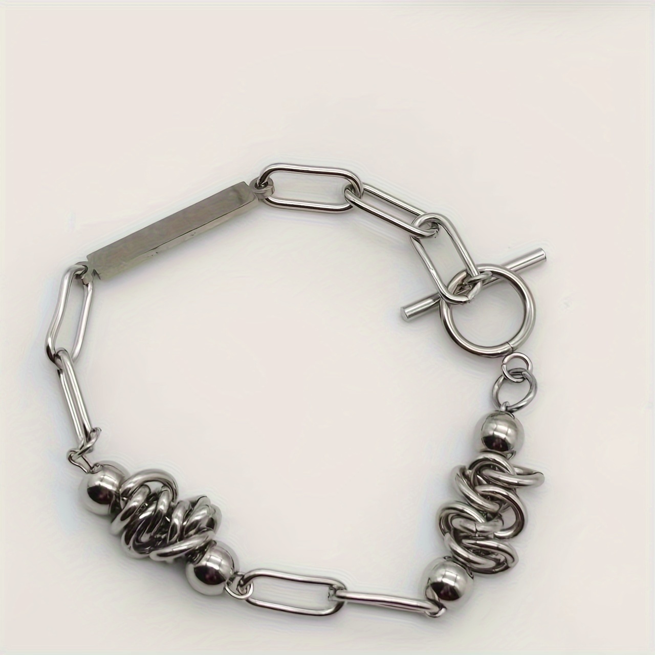 E-shop Trendiges Hip-Hop 304 Edelstahl Ketten-Armband, Unisex Hip-Hop Vielseitiges 304 Edelstahl 304 Edelstahl Brand OT Schnalle Schmuck