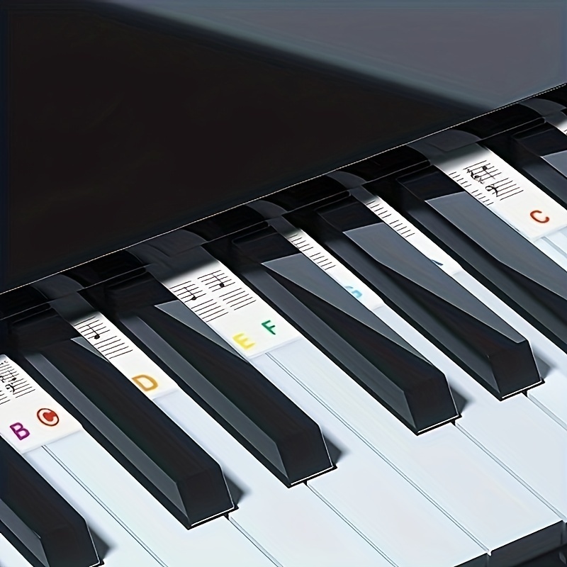 DESELL Étiquettes amovibles pour clavier de piano - 88/61 touches -  Autocollants en silicone - Alternative au clavier de piano - Guide de notes  pour